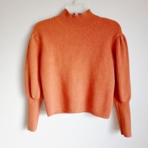 DO+BE Anthropologie Rust Ribbed Crop Sweater